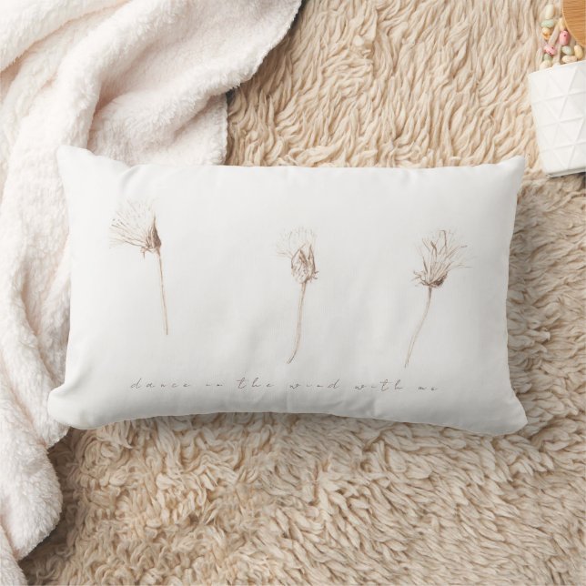 Rectangle Dandelions secs encre dessin lombaire coussin (Couverture)