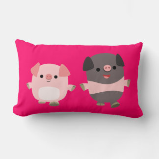 Rectangle De mignons cochons en caricature sur un Coussin de