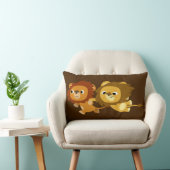 Rectangle De mignons lions caricaturaux en Coussin pressé (Chaise)