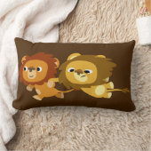 Rectangle De mignons lions caricaturaux en Coussin pressé (Couverture)