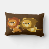 Rectangle De mignons lions caricaturaux en Coussin pressé (Verso)