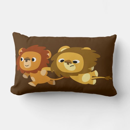 Rectangle De mignons lions caricaturaux en Coussin pressé (Recto)