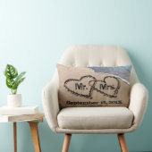 Rectangle Deux Coeurs Dans Le Coussin Mariage De Sable (Chaise)