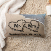 Rectangle Deux Coeurs Dans Le Coussin Mariage De Sable (Couverture)
