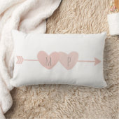 Rectangle Deux Coeurs Lumbar Coussin (blanc) (Couverture)