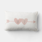 Rectangle Deux Coeurs Lumbar Coussin (blanc) (Verso)
