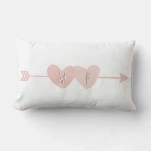 Rectangle Deux Coeurs Lumbar Coussin (blanc)