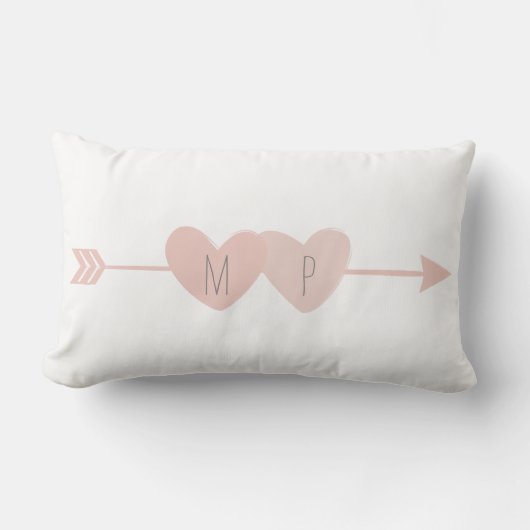 Rectangle Deux Coeurs Lumbar Coussin (blanc) (Recto)
