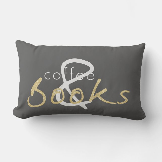 Rectangle Deux Tone Gold Sparkle Café et Coussin de livres (Recto)