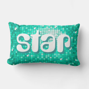 Rectangle Disco Tiles Aqua 'étoile' coussin texte de l'améli
