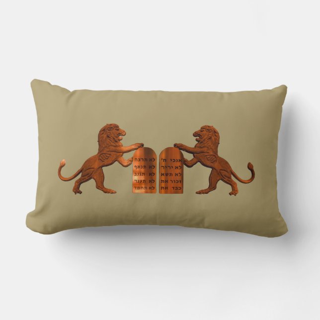 Rectangle Dix commandements et Lions Lumbar Coussin (Recto)