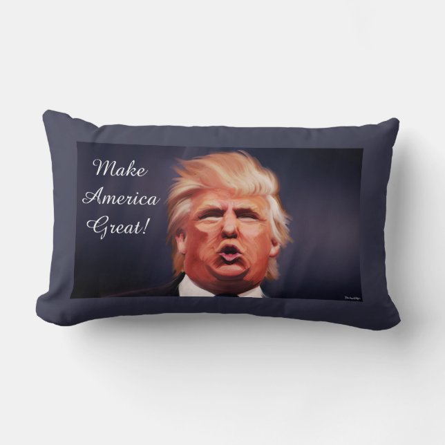 Rectangle Donald Trump Polyester Lumbar Coussin 13" x 21" (Recto)
