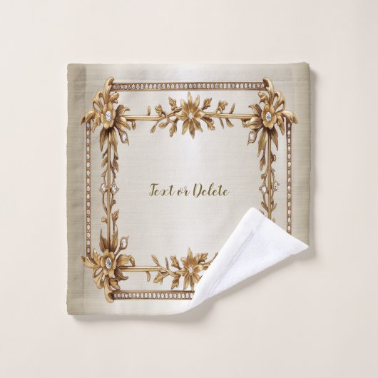 Rectangle doré Fleurs Dimonées brillantes (Gant de toilette)