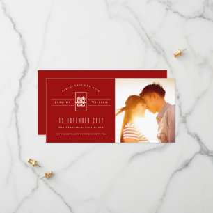 Rectangle Double Happiness Chinese Weddenfoto Save The Date