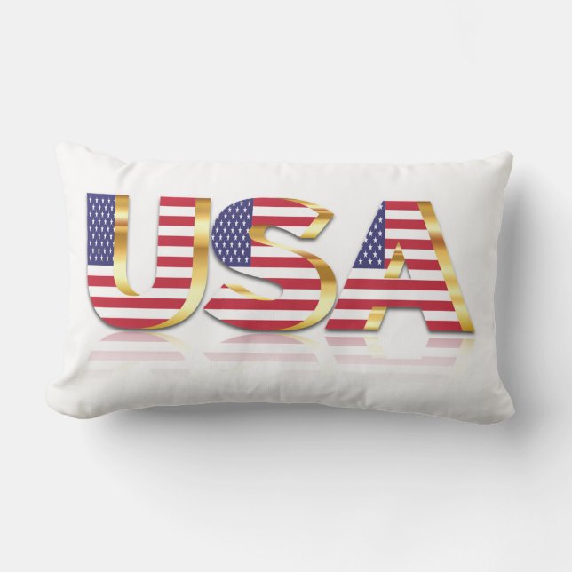 Rectangle Drapeau américain Lumbar Coussin USA (Recto)