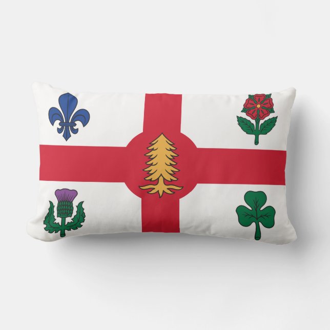 Rectangle Drapeau de Montréal, Québec Coussin Lumbar (Recto)