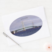 Rectangle du pont Mackinac ou autocollant ovale (Enveloppe)