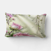 Rectangle Élégant Coussin à effet de soie Floral - Pink Ma (Verso)