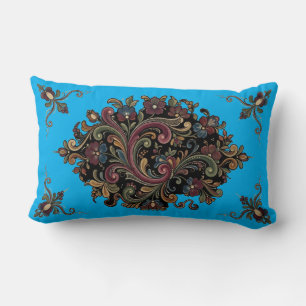 Rectangle Élégant Coussin à Motif Rosemaling Vintage