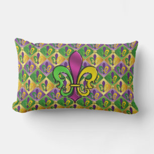 Rectangle Elégante Mardi Gras Fleur de Lis Coussin colorée