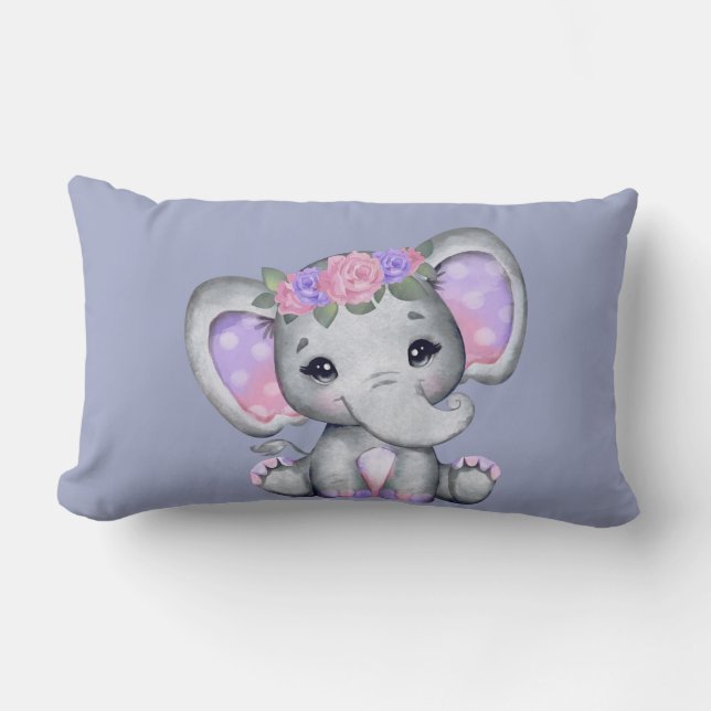 Rectangle Eléphant de la Couronne florale Coussin d'impressi (Recto)