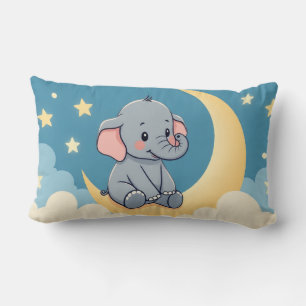 Rectangle Eléphant doux sur la Lune - Coussin pour enfants