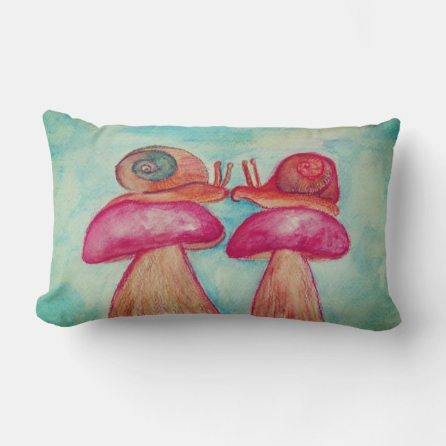 Rectangle Escargots Champignons Art Lumbar Coussin 33 cm x 5 (Recto)