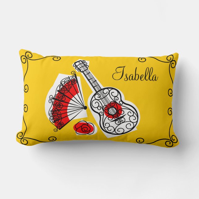 Rectangle Espagnol Souvenirs "nom" coins coussin lumbar (Recto)