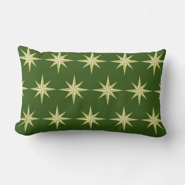 Rectangle Etoiles d'or sur Coussin Lumbar vert (Recto)