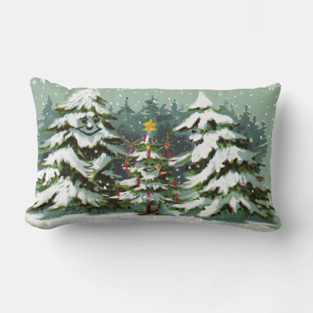 Rectangle Famille d'arbres de Noël Coussin de jet (Recto)