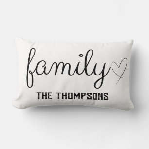 Rectangle Family Love Black Script Nom personnalisé Coussin
