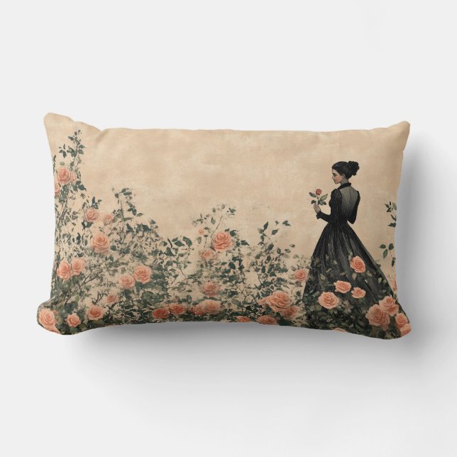 Rectangle Femme de l'époque victorienne en Coussin de jardin (Recto)