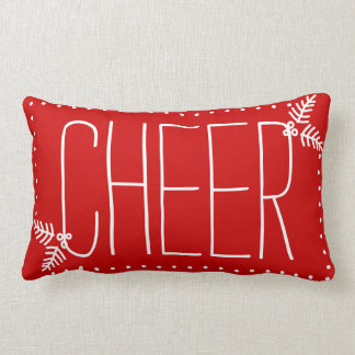 Rectangle Festif Noël Cheer Rouge Blanc Coussin d'hiver