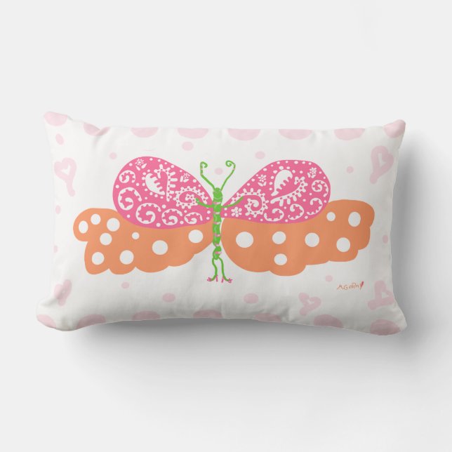 Rectangle Fille de fête Papillon lumbar coussin (Recto)