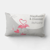 Rectangle Flamant rose Love Grosse Lune Noms Date coussin lo (Verso)