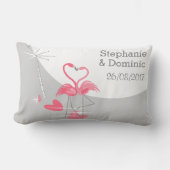 Rectangle Flamant rose Love Grosse Lune Noms Date coussin lo (Recto)