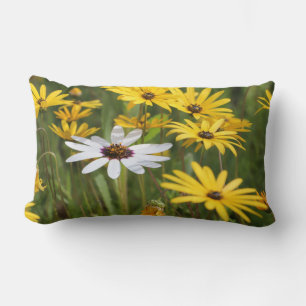Rectangle Fleurs blanches jaunes Sunny et Coussin positif