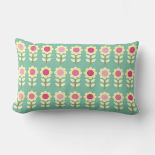 Rectangle Fleurs printanières sur Coussin MOJO Turquoise