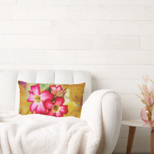 Rectangle Fleurs Roses du désert sur le Coussin Lumbar de sa