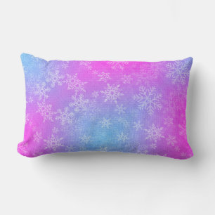 Rectangle Flocs de neige en danse Coussin bleu rose