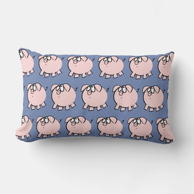 Rectangle Funky 4 cartons Pig Choisir Couleur Lumbar Coussin (Recto)