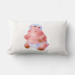 Rectangle Funny Lumbar Coussin Happy Baby Hippo