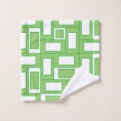 Rectangle Géométrique Vert Blanc (Gant de toilette)