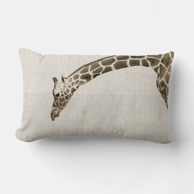 Rectangle Girafe sur Linen Stripes Décorateur Coussin d'acce (Recto)