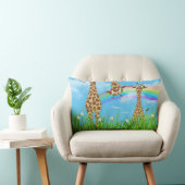 Rectangle Giraffes en Herbe avec Coussin Rainbow Lumbar (Chaise)