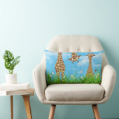 Rectangle Giraffes en Herbe avec nuages Lumbar Coussin (Chaise)
