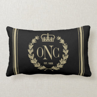 Rectangle Golden Laurel Wreath Monogramme Logo Coussin