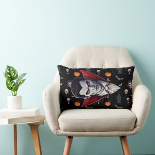 Rectangle 🧛 ‍ ♂️ gothique Vampire Halloween Coussin noir 🎃