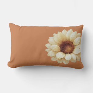 Rectangle Grand Coussin de Jet en Terracotta à Motif Tournes