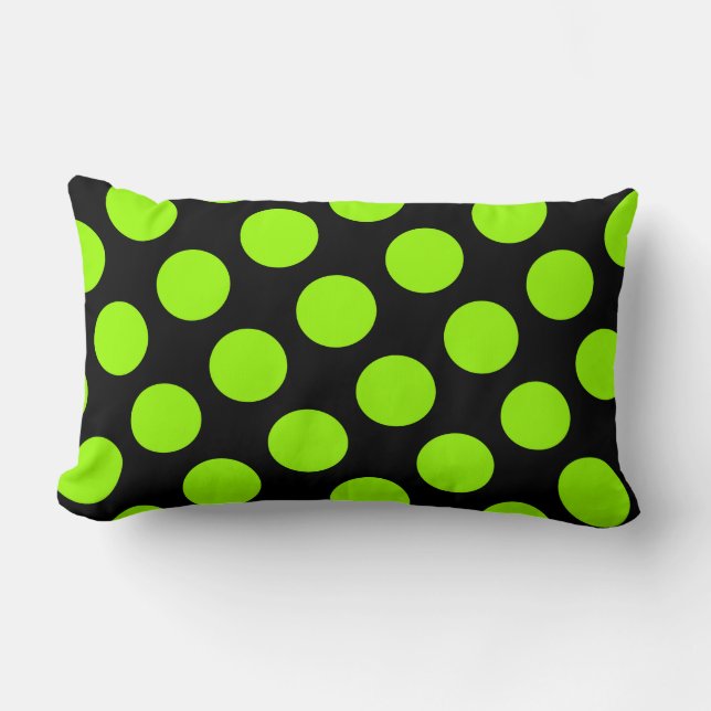 Rectangle Grand noir et vert Polka Dot Coussin américain MoJ (Recto)